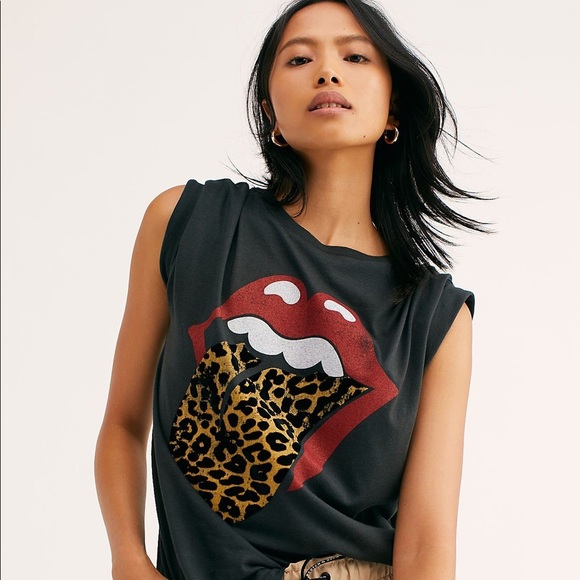 Free People Stones Flocked Leopard Tongue Tee - Picture 1 of 9